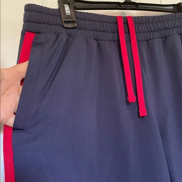 VTG Women’s M Champion track pants blue with red side stripe pockets zip ankles - Picture 7 of 13